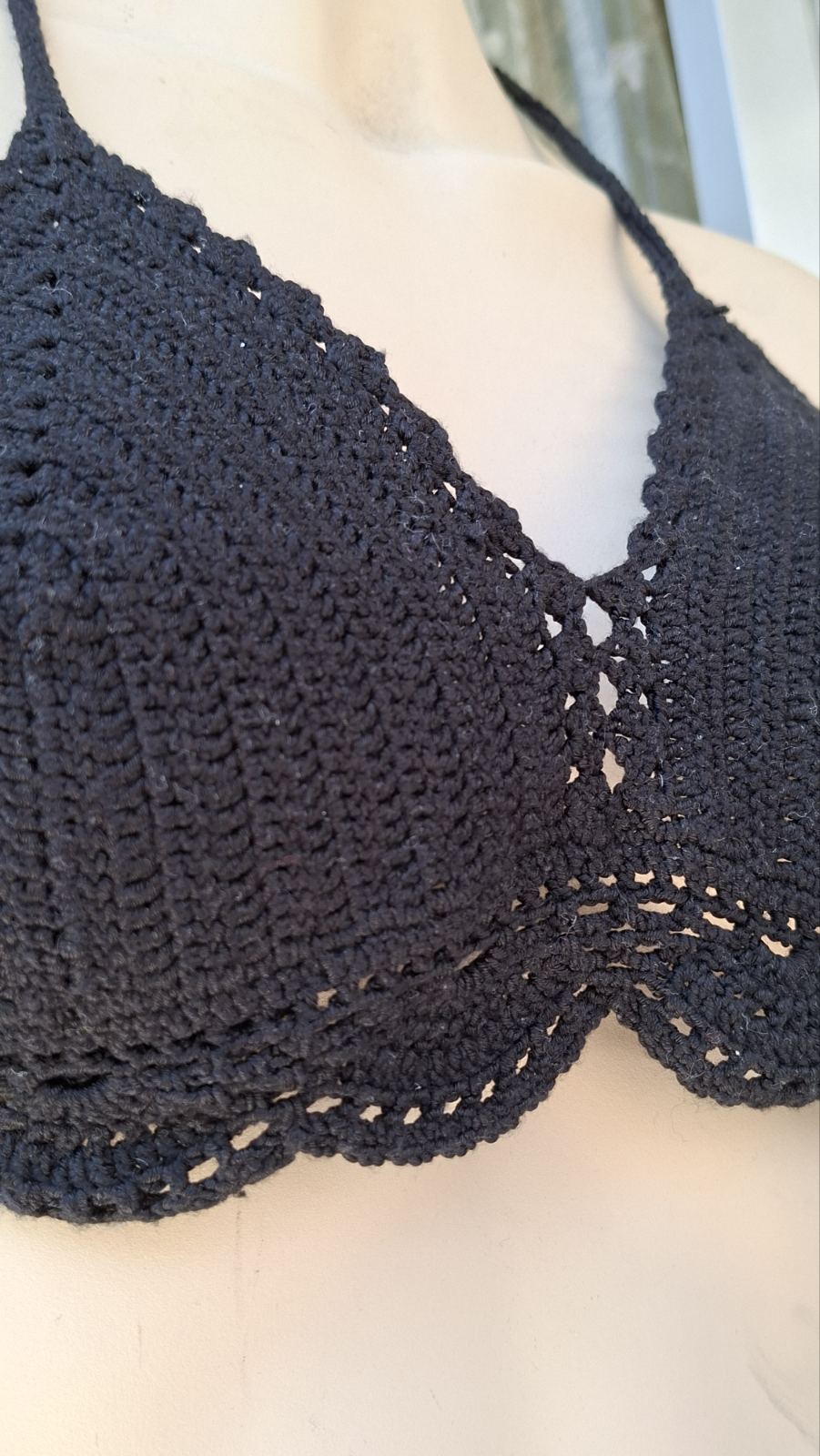 Black Crochet Swimsuit Top