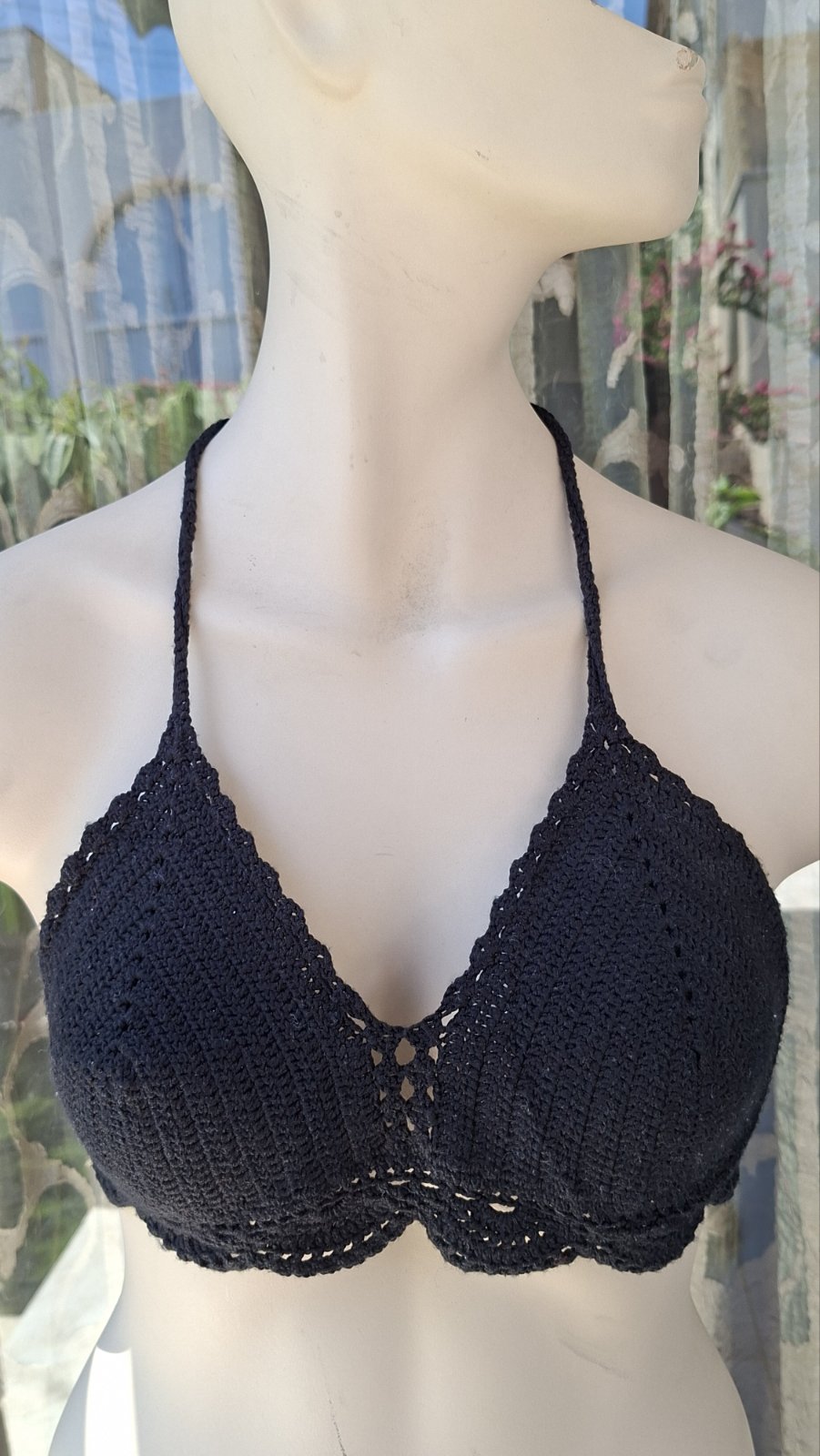 Black Crochet Swimsuit Top
