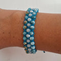 Blue Faceted Bead Macrame Bracelet