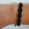 Black Drops Beaded Macramé Bracelet worn on wrist