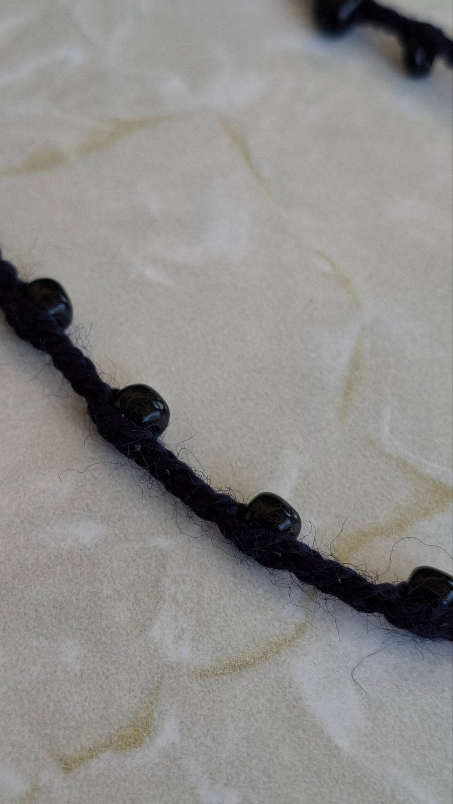 Black Beaded Crochet Wrap Necklace