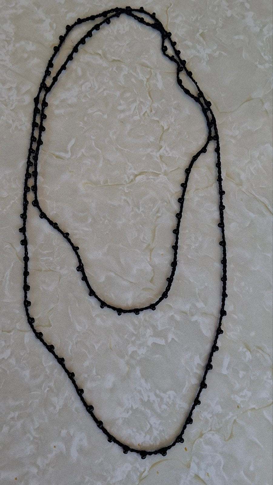 Black Beaded Crochet Wrap Necklace