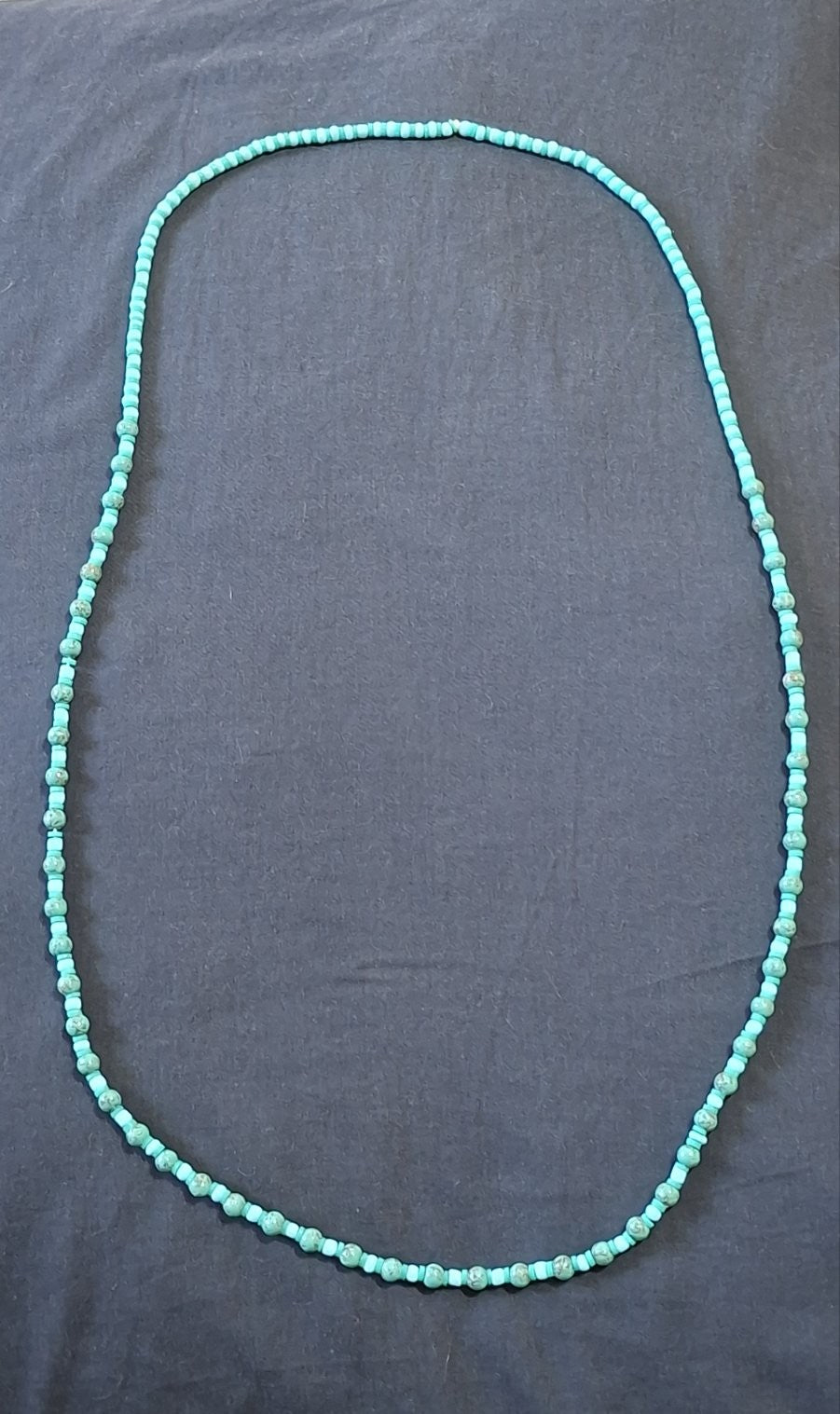 Turquoise Beaded Necklace — Long Statement Piece