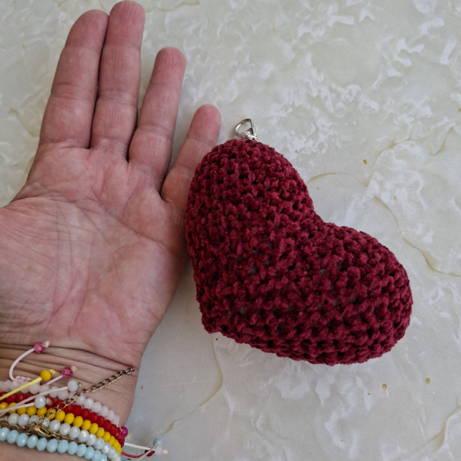 Crochet Heart Keyring