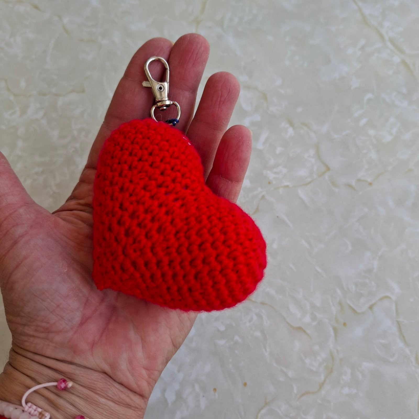 Crochet Heart Keyring