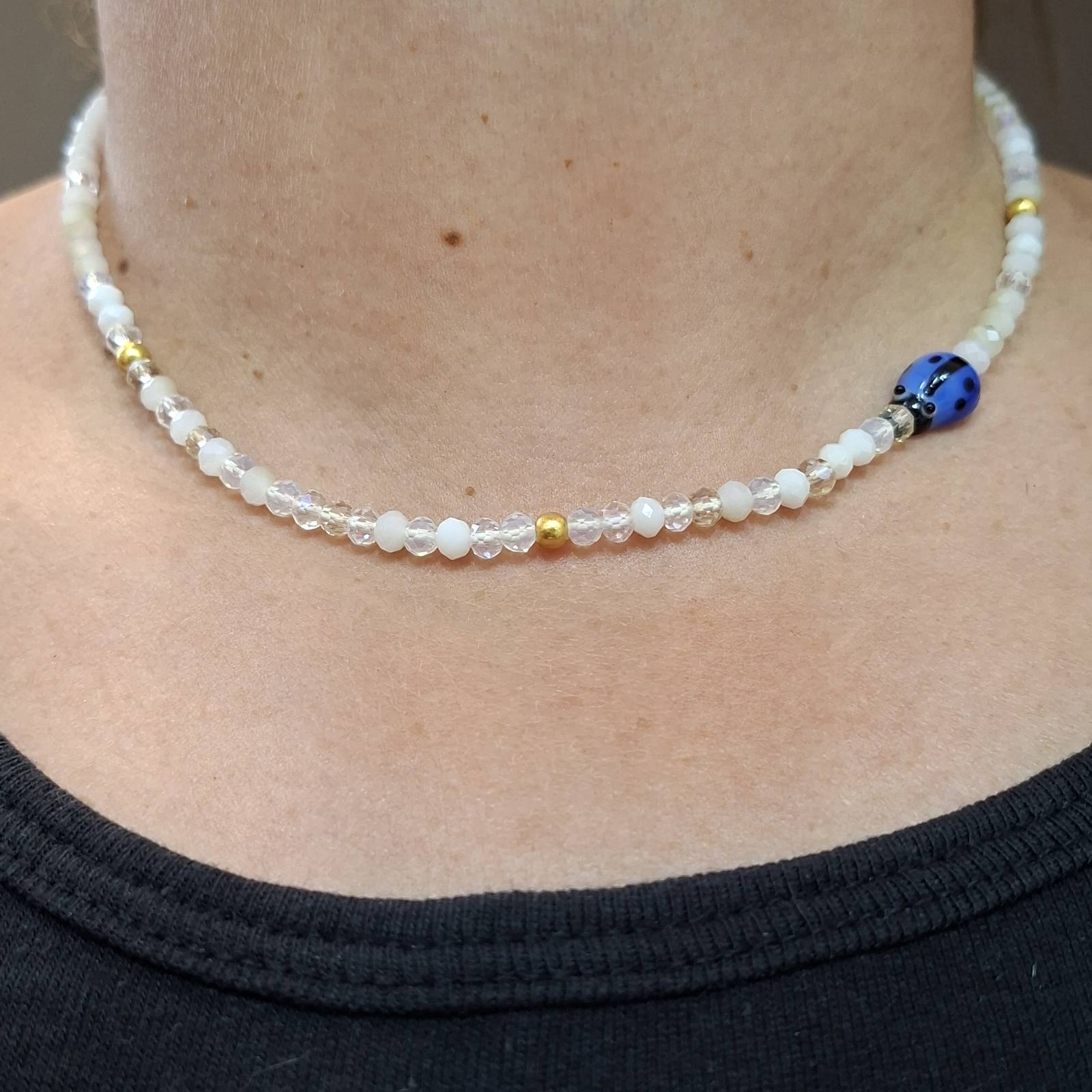 Ladybug Crystal Bead Necklace