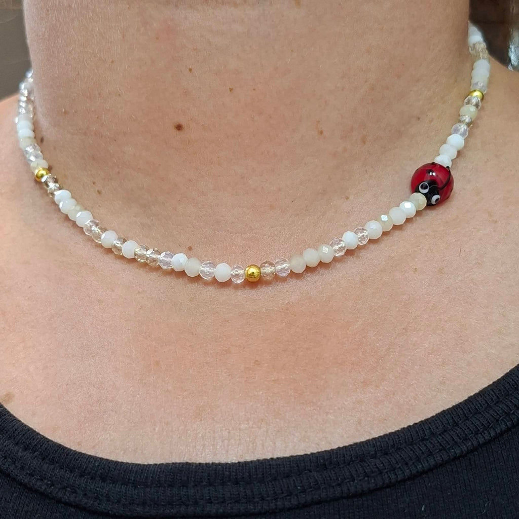 Ladybug Crystal Bead Necklace