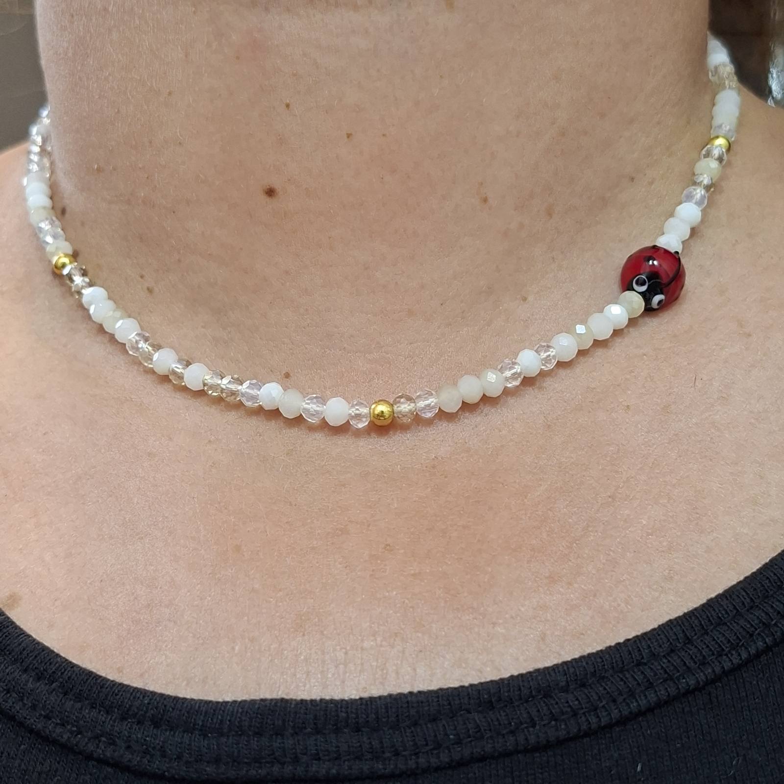Ladybug Crystal Bead Necklace