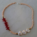 Coral & Pearl Handmade Necklace