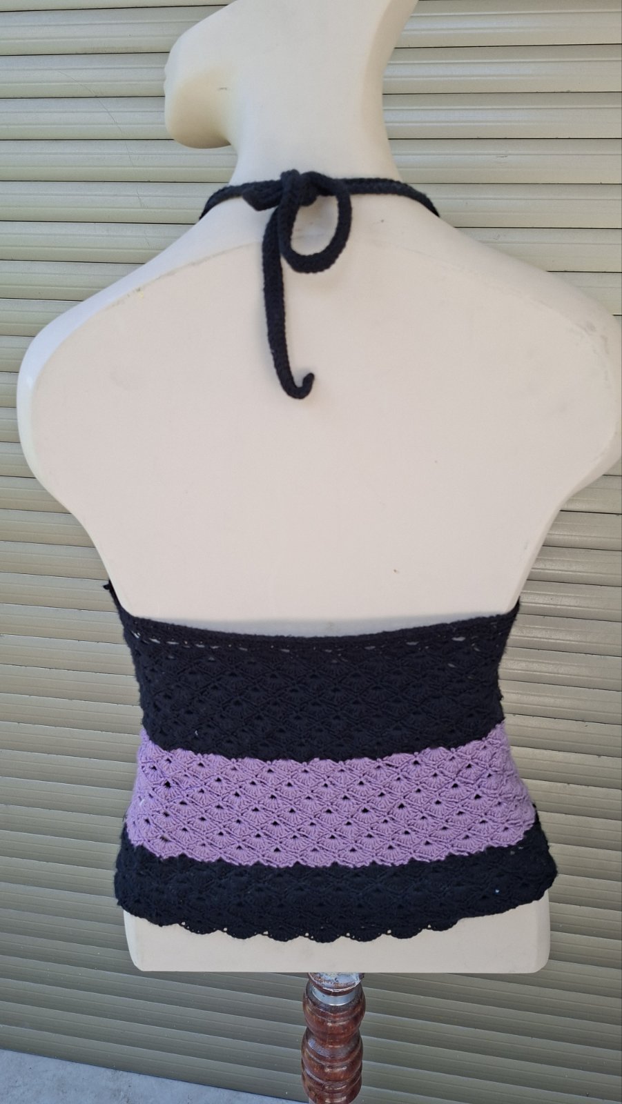Handmade swimsuit top styled for beach – artisan crochet beachwear by Georgia Create Cyprus
